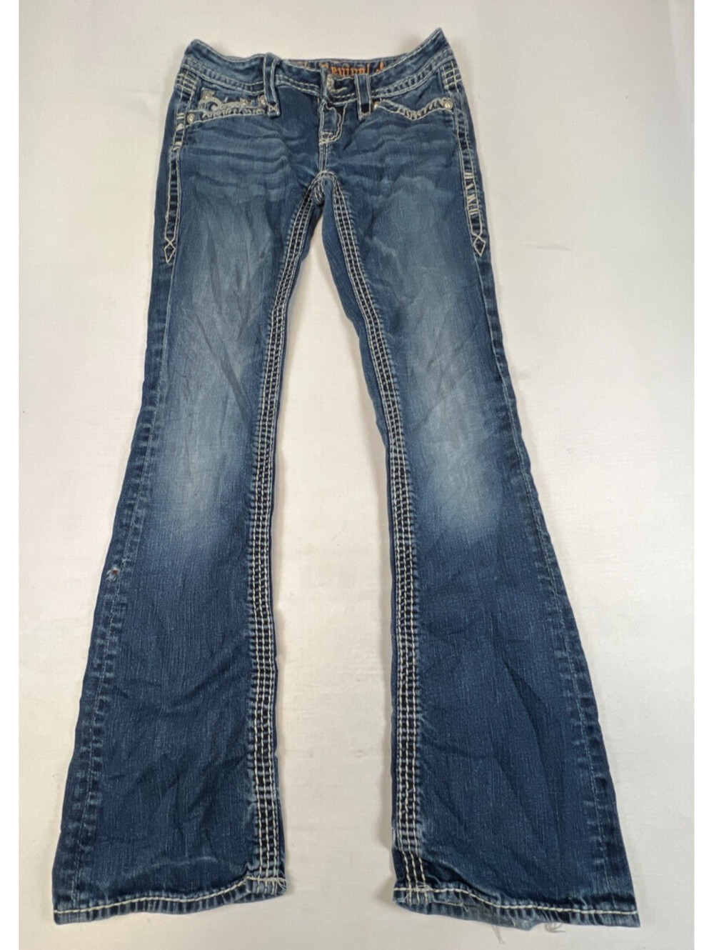 Rock Revival Women 25 Blue Denim Jenna Boot Cut Jeans Embellished